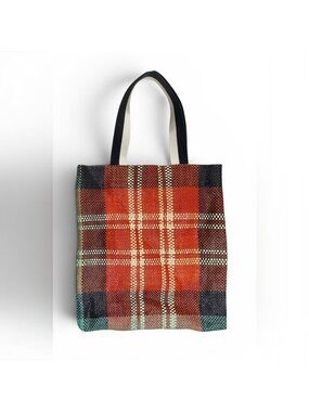 Clare V. Woven Leather Plaid Tote Bag
